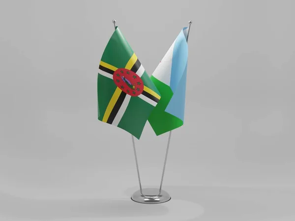 Dschibuti Dominica Flaggen Weißer Hintergrund Render — Stockfoto