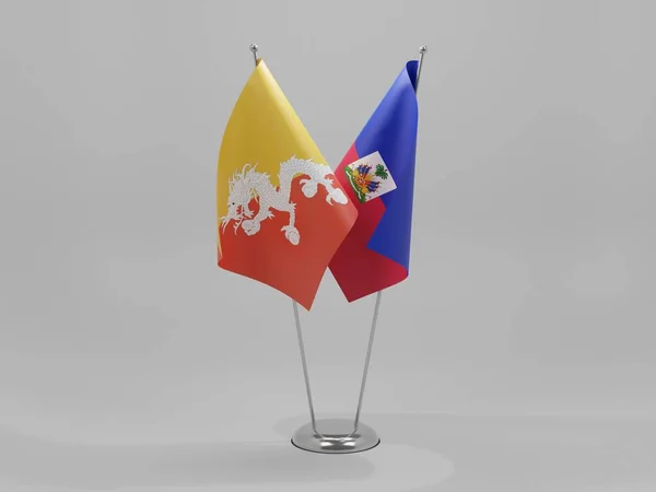 Haiti Bhutan Şbirliği Bayrakları Beyaz Arkaplan Render — Stok fotoğraf