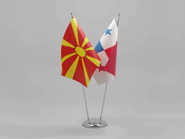 Bandeiras Cooperação Panamá Macedônia Fundo Branco Render — Fotografia de Stock