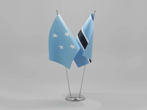 Botswana Mikronezja Flagi Współpracy Białe Tło Render — Zdjęcie stockowe