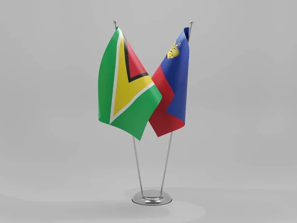 Liechtenstein Guyana Cooperation Flags White Background Render — стокове фото