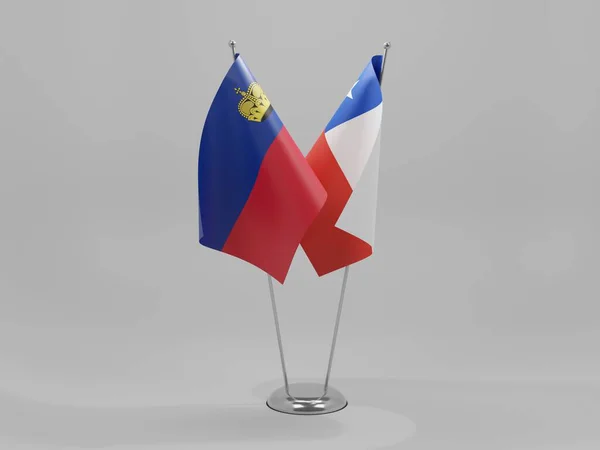 Chile Liechtenstein Kooperationsflaggen Weißer Hintergrund Render — Stockfoto