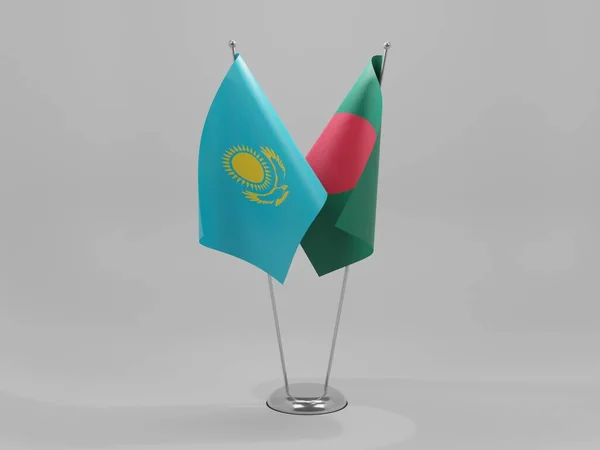 Bangladesh Kazachstan Samenwerkingsvlaggen Witte Achtergrond Render — Stockfoto