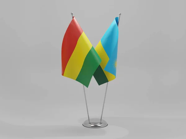 Ruanda Bandeiras Cooperação Bolívia Fundo Branco Render — Fotografia de Stock
