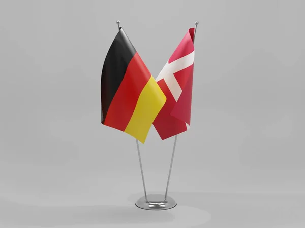 Dinamarca Alemanha Bandeiras Cooperação Fundo Branco Render — Fotografia de Stock