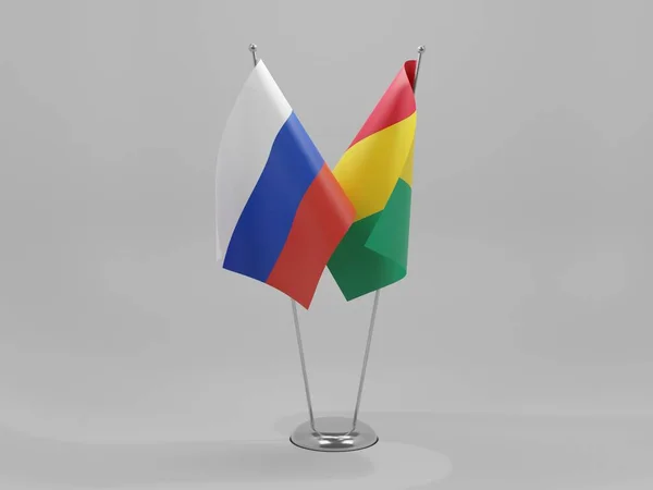 Guinea Banderas Cooperación Rusia Fondo Blanco Render —  Fotos de Stock