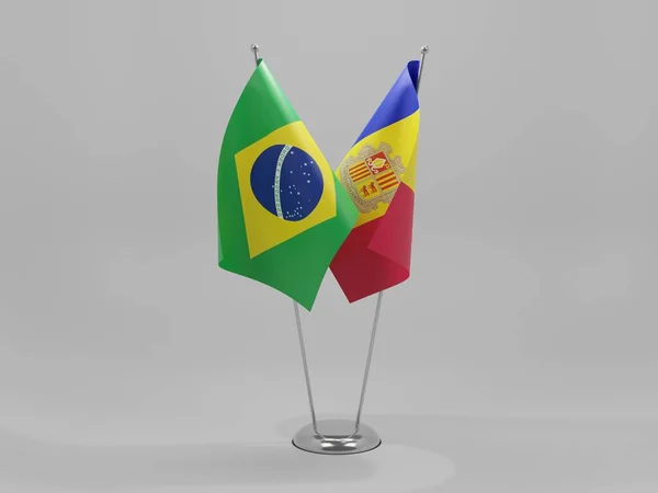 Andorra Brazil Cooperation Flags White Background Render — 스톡 사진