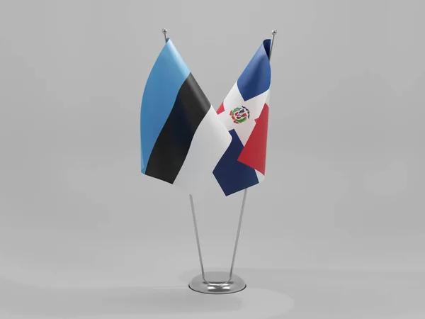 Dominikana Estonia Flagi Współpracy Białe Tło Render — Zdjęcie stockowe