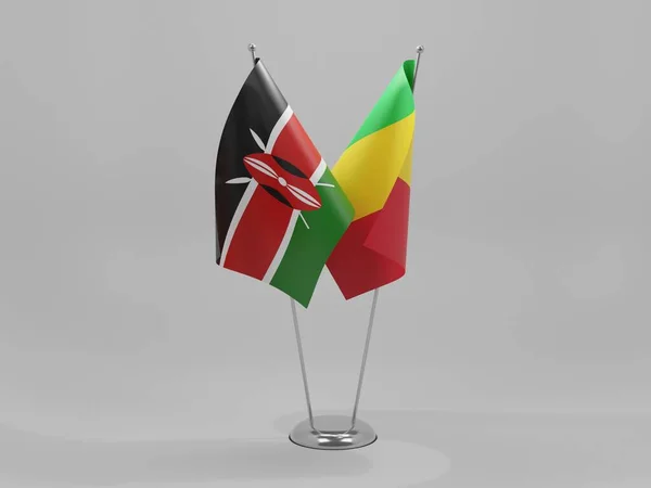 Mali Bandeiras Cooperação Quênia Fundo Branco Render — Fotografia de Stock