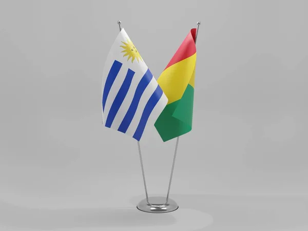 Guinea Uruguay Kooperationsfahnen Weißer Hintergrund Render — Stockfoto