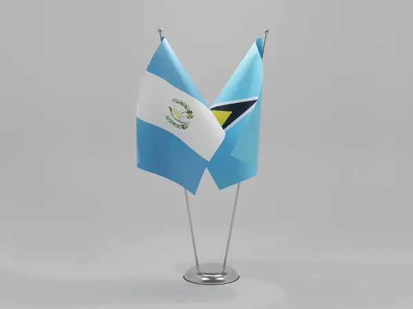 Saint Lucia Guatemala Kooperationsfahnen Weißer Hintergrund Render — Stockfoto
