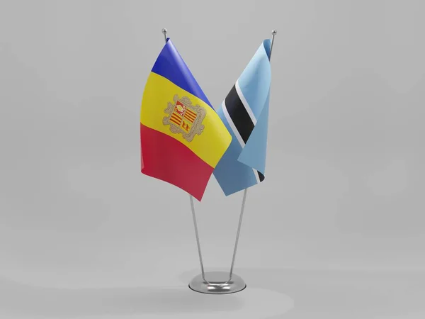 Botswana Andora Flagi Współpracy Białe Tło Render — Zdjęcie stockowe