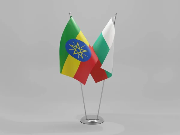 Bulgaria Ethiopia Cooperation Flags White Background Render — Stock Photo, Image