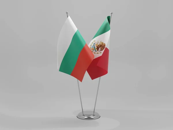 México Banderas Cooperación Bulgaria Fondo Blanco Render — Foto de Stock