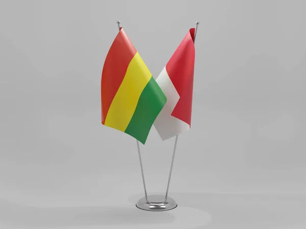 Σημαίες Συνεργασίας Μονακό Βολιβία Λευκό Φόντο Render — Φωτογραφία Αρχείου