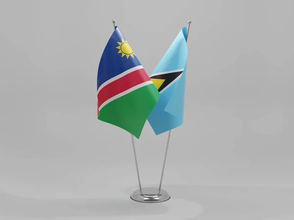 Σημαίες Συνεργασίας Αγίας Λουκίας Ναμίμπια Λευκό Φόντο Render — Φωτογραφία Αρχείου