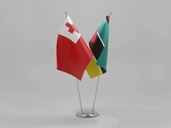 Mosambik Vlajka Spolupráce Tonga Bílé Pozadí Vykreslování — Stock fotografie
