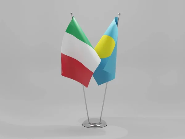 Palau Italien Flaggor För Samarbete Vit Bakgrund Render — Stockfoto