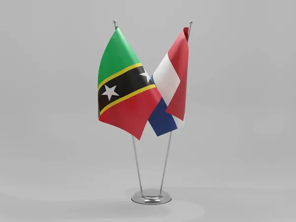 Ολλανδία Σημαίες Συνεργασίας Αγίου Χριστόφορου Και Νέβις Λευκό Φόντο Render — Φωτογραφία Αρχείου