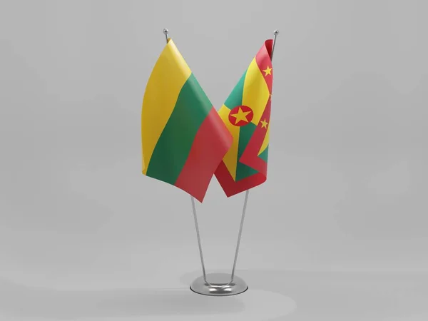Grenada Bandiere Cooperazione Lituania Sfondo Bianco Render — Foto Stock