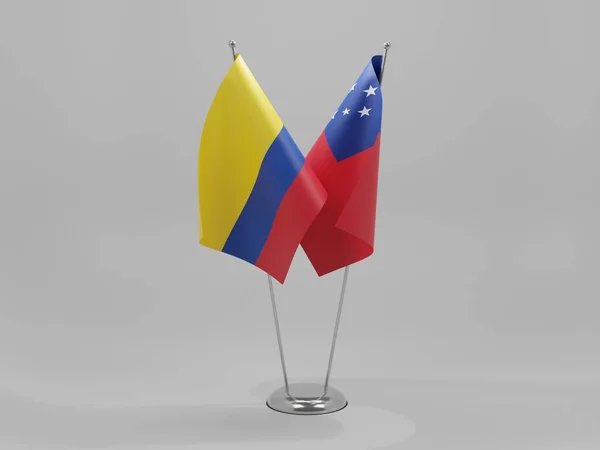 Samoa Colombia Cooperation Flags White Background Render — стокове фото