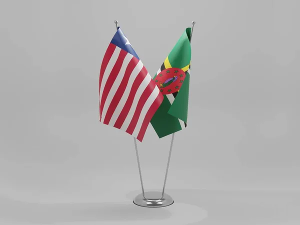 Dominica Liberia Samenwerking Vlaggen Witte Achtergrond Render — Stockfoto