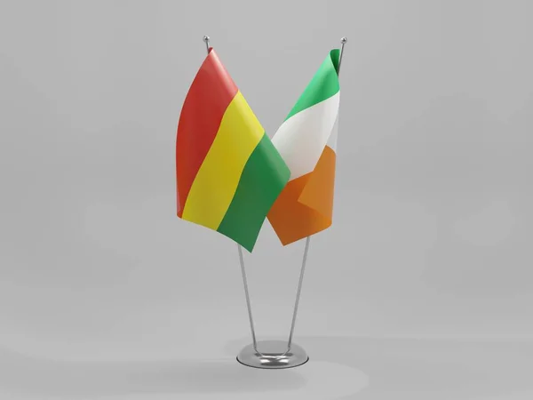 Ιρλανδία Βολιβία Συνεργασία Σημαίες Λευκό Φόντο Render — Φωτογραφία Αρχείου