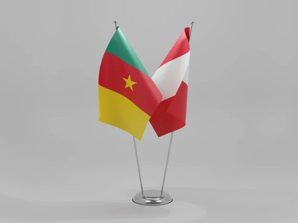Peru Kamerun Együttműködés Zászlók Fehér Háttér Render — Stock Fotó