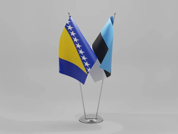 Estonia Bosnia Herzegovina Banderas Cooperación Fondo Blanco Render —  Fotos de Stock