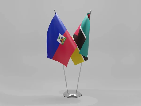 Moçambique Haitis Samarbetsflaggor Vit Bakgrund Render — Stockfoto
