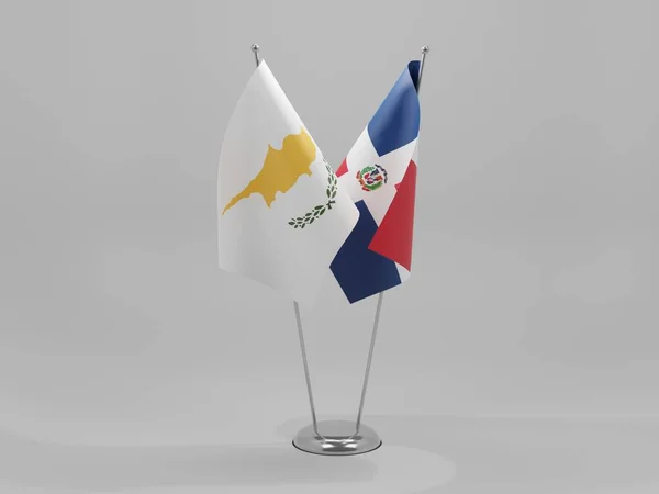 Dominican Republic - Cyprus Cooperation Flags, White Background - 3D Render