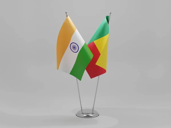 Benin India Samenwerkingsvlaggen Witte Achtergrond Render — Stockfoto