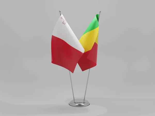Mali Malta Kooperationsflaggen Weißer Hintergrund Render — Stockfoto