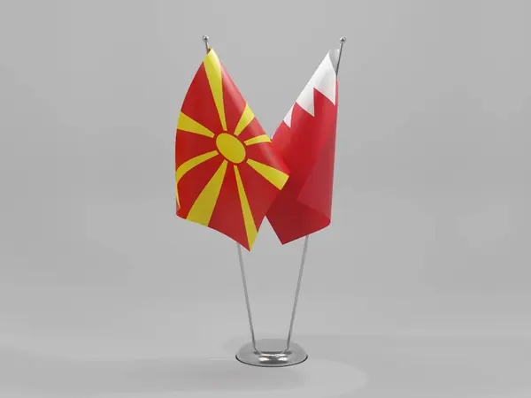 Bahrein Macedónia Bandeiras Cooperação Fundo Branco Render — Fotografia de Stock