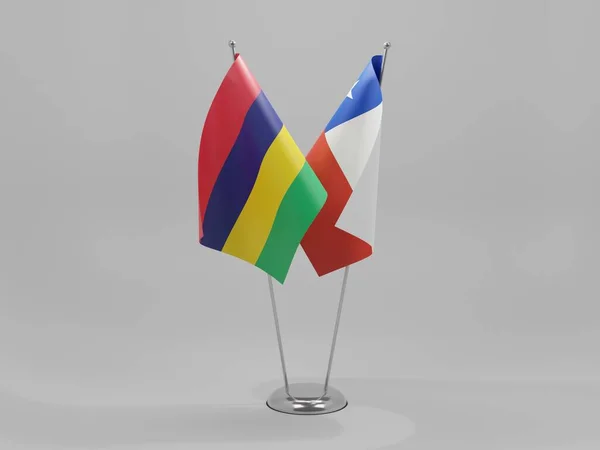 Chili Drapeaux Coopération Mauricien Fond Blanc Render — Photo