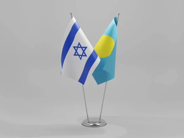 Palau Israel Cooperation Flags White Background Render — стокове фото