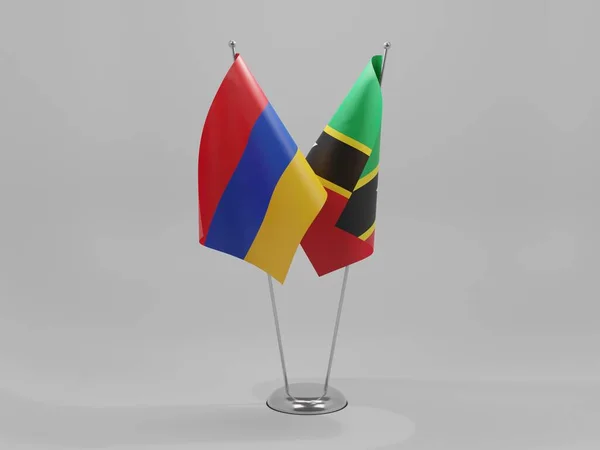 Saint Kitts Nevis Armenia Cooperation Flags White Background Render — стокове фото