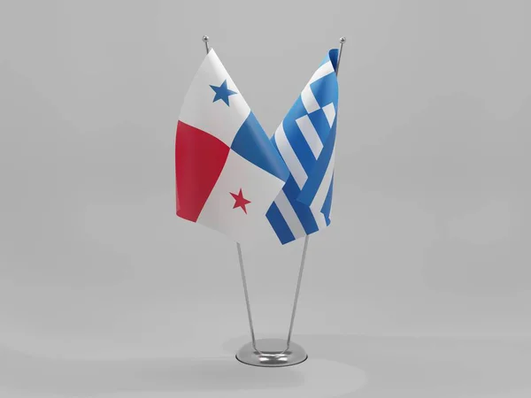 Griechenland Panama Kooperationsfahnen Weißer Hintergrund Render — Stockfoto