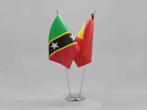 Timor Est Bandiere Cooperazione Saint Kitts Nevis Sfondo Bianco Render — Foto Stock
