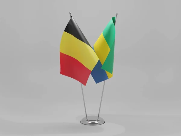 Gabon Belgio Bandiere Cooperazione Sfondo Bianco Render — Foto Stock