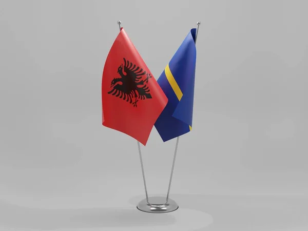 Banderas Cooperación Nauru Albania Fondo Blanco Render — Foto de Stock