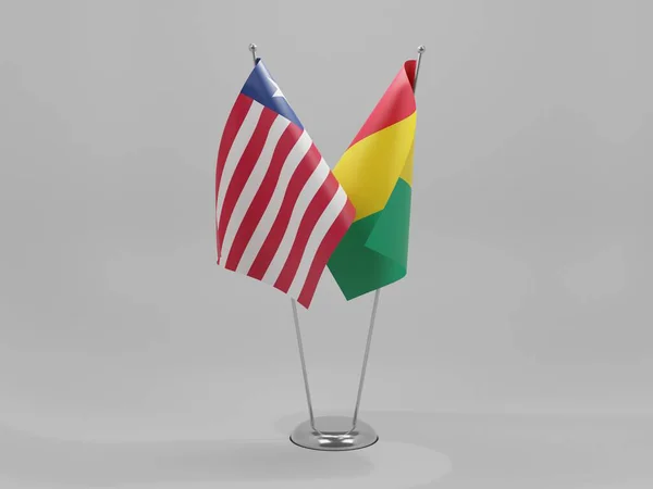 Guiné Libéria Bandeiras Cooperação Fundo Branco Render — Fotografia de Stock