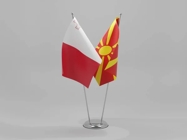 Macedonia Banderas Cooperación Malta Fondo Blanco Render —  Fotos de Stock