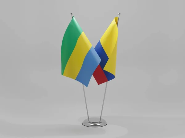 Colombia Bandiere Cooperazione Gabon Sfondo Bianco Render — Foto Stock