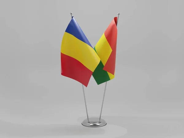 Banderas Cooperación Bolivia Rumania Fondo Blanco Render —  Fotos de Stock
