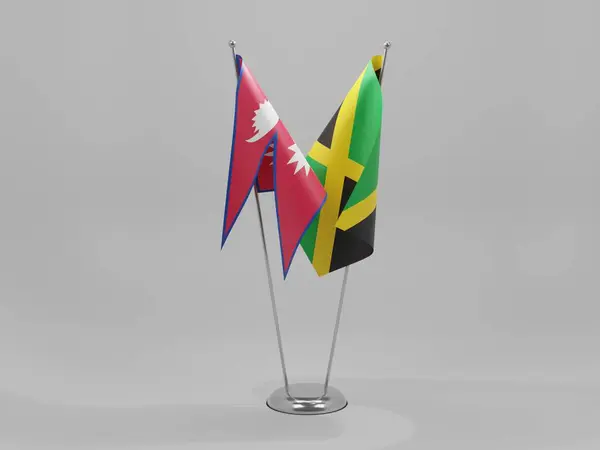 Jamaika Nepal Şbirliği Bayrakları Beyaz Arkaplan Render — Stok fotoğraf