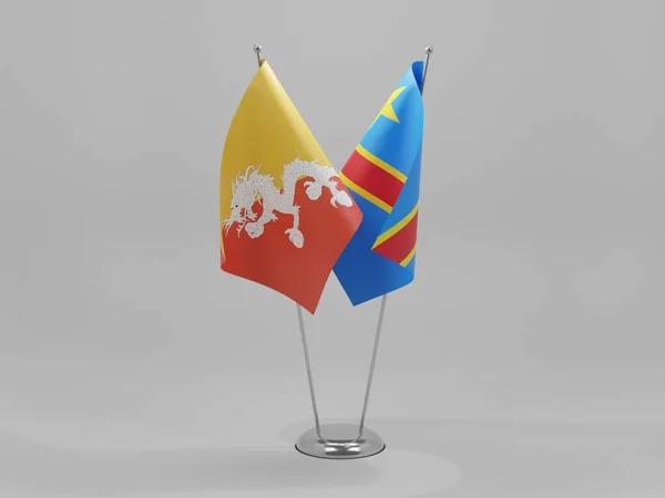 República Democrática Del Congo Banderas Cooperación Bután Fondo Blanco Render —  Fotos de Stock