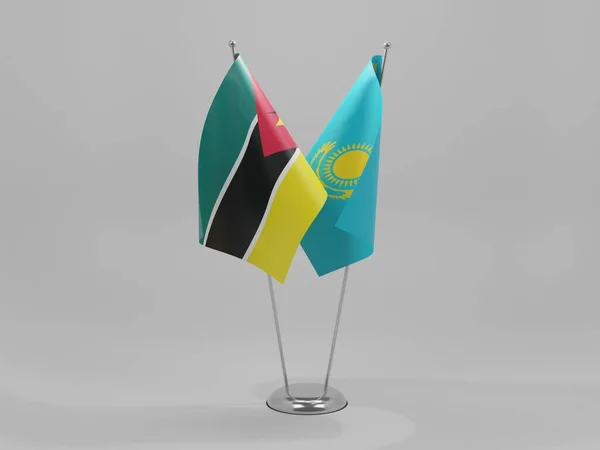 Kasachstan Mosambik Kooperationsflaggen Weißer Hintergrund Render — Stockfoto