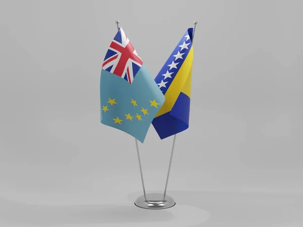 Bosna Hercegovina Vlajky Spolupráce Tuvalu Bílé Pozadí Vykreslování — Stock fotografie