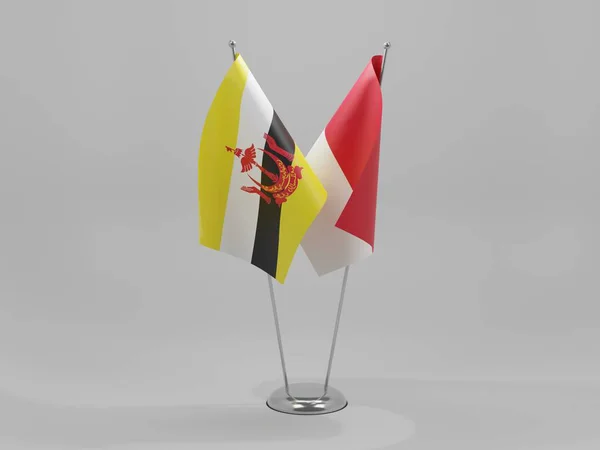 Indonesia Brunei Cooperation Flags White Background Render — Stock Photo, Image